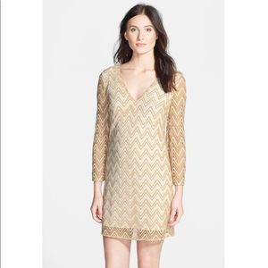 Lilly Pulitzer Gold Geo Lace Tunic Cocktail Dress Small - Jade Dress